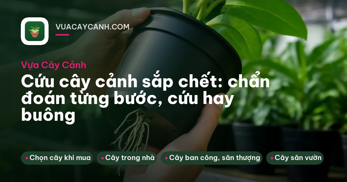 Người ngồi bên chậu cau tiểu trâm úa vàng, kéo và xẻng nhỏ bày quanh