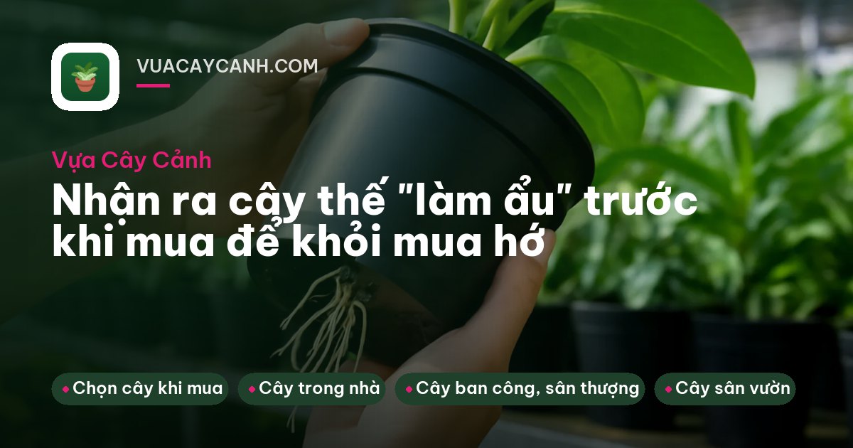 Tay người mua lật cành soi vết dây kẽm hằn trên thân cây thế ở vựa